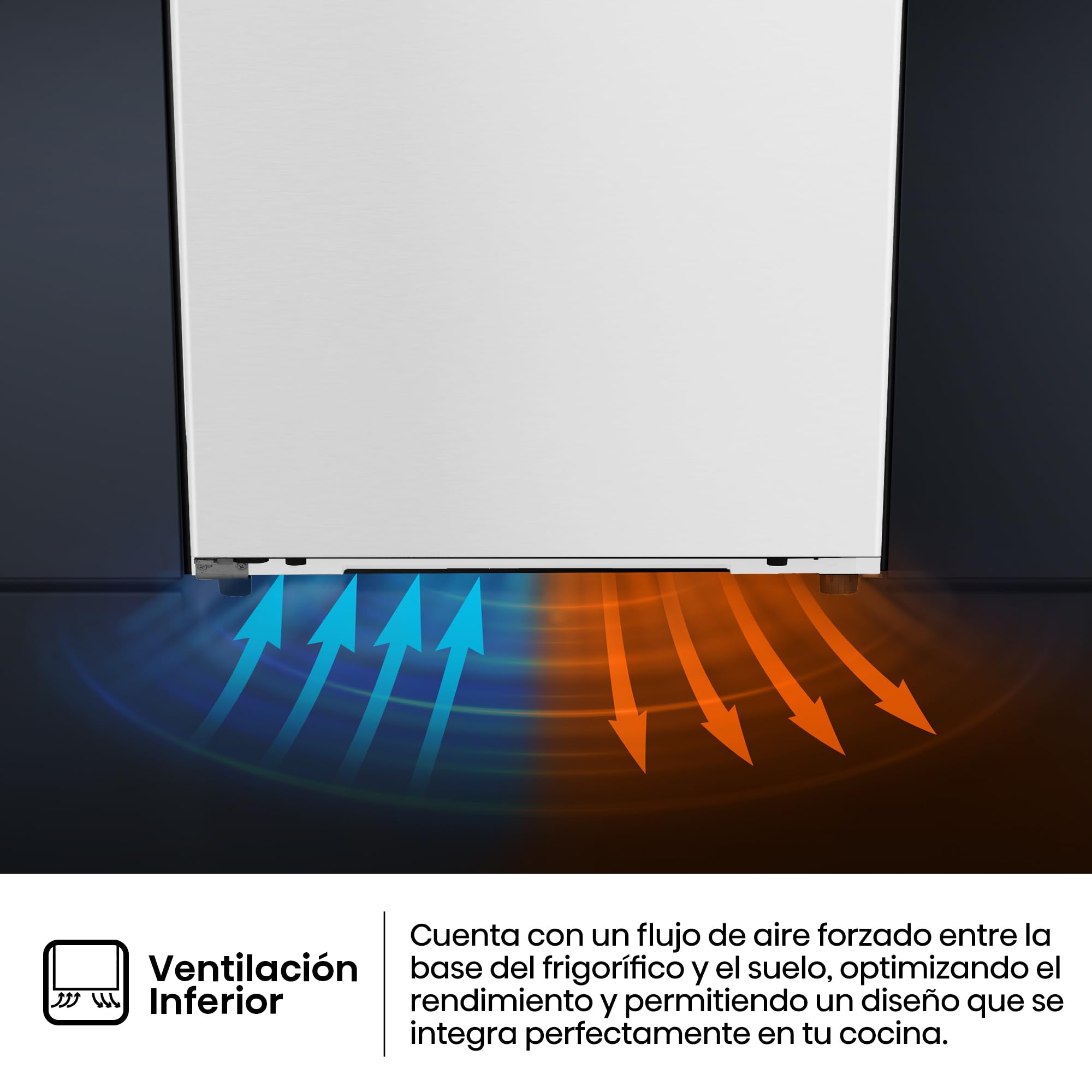 Hisense RL3K370SEWE1 - Frigorífico 1 puerta Total No Frost, Kitchen Fit, 372L, Alto 186cm x Ancho 60cm, Clase E, Ventilación Inferior, Apertura de Puerta 90º - Color Blanco