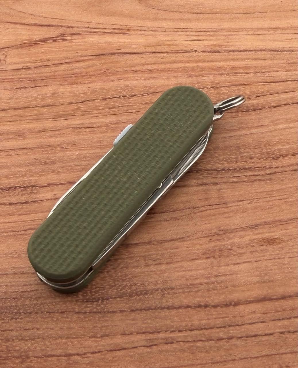 Custom G10 Scales for 58mm Swiss Army Knife | Textured Handle Covers with Slots for Pen, Tweezers & Toothpick | Durable, Premium Upgrade for Swiss Army Knife (Army Green + Accessories)