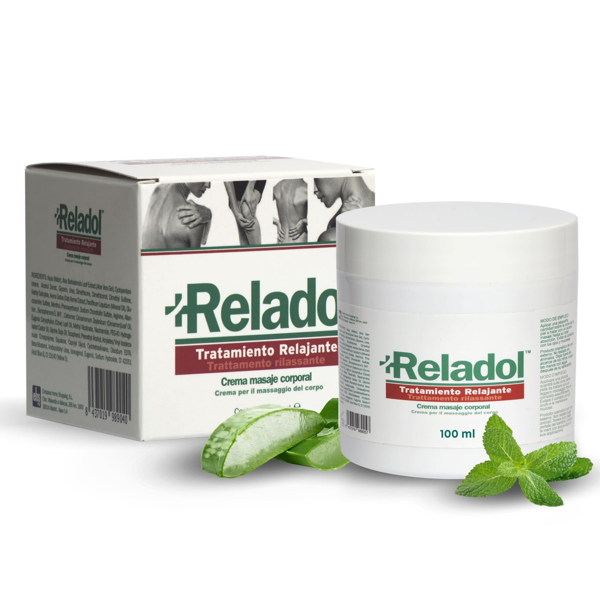 Reladol - Crema Effetto Riscaldante 100 ml, Gel per Massaggio e Recupero Muscolare Pomata Anti Dolori con Aloe Vera per Muscoli e Gambe del Corpo Attività Antalgica Miorilassante