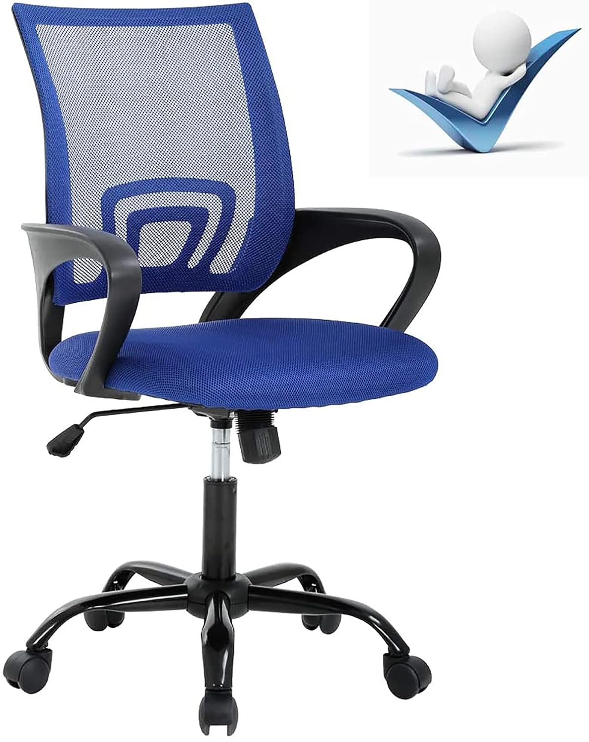 Ergonomic Computer Chair Desk Chair Blue Office Chair Home Office Desk Chair Mid Back Mesh Chair with Lumbar