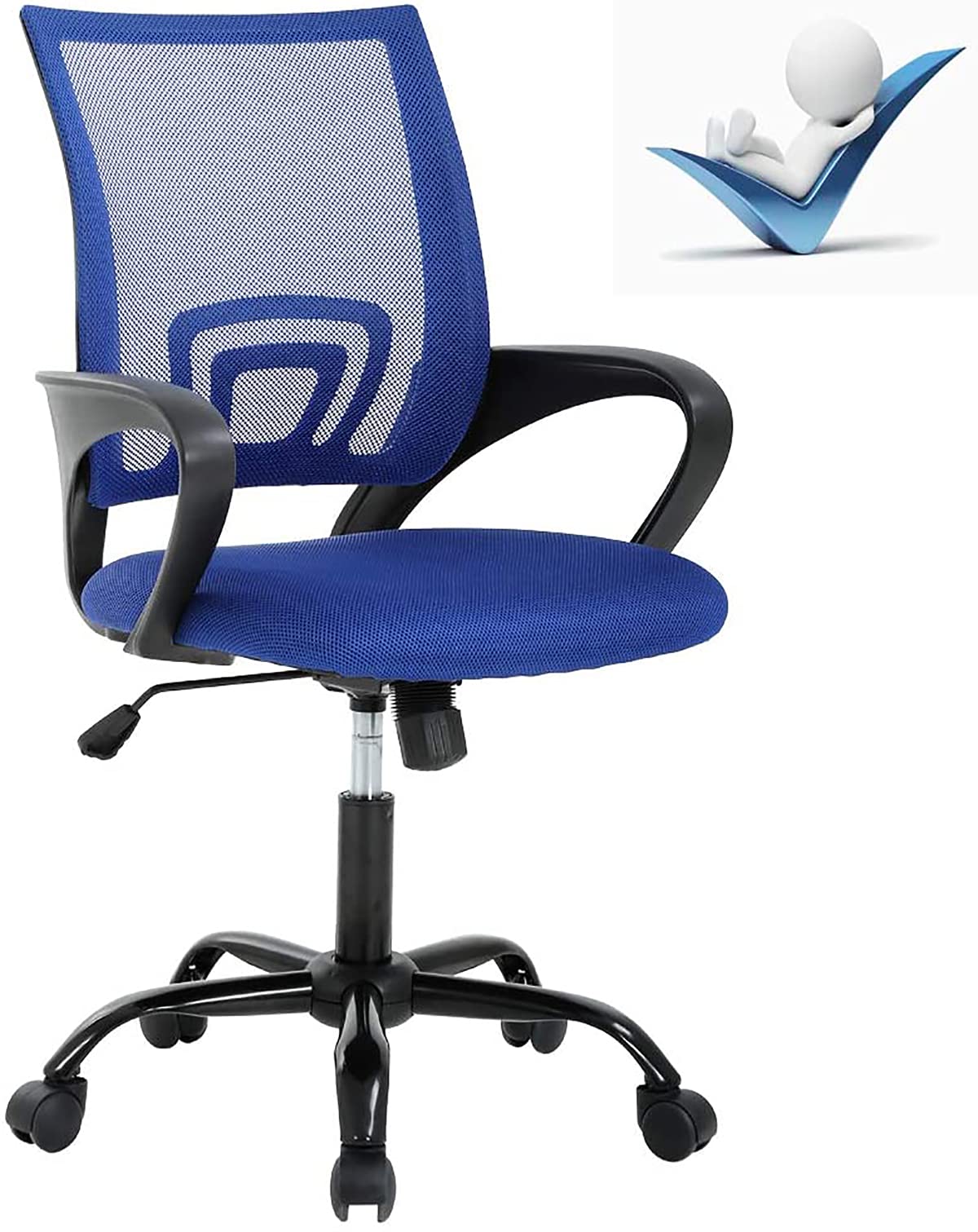 Ergonomic Computer Chair Desk Chair Blue Office Chair Home Office Desk Chair Mid Back Mesh Chair with Lumbar