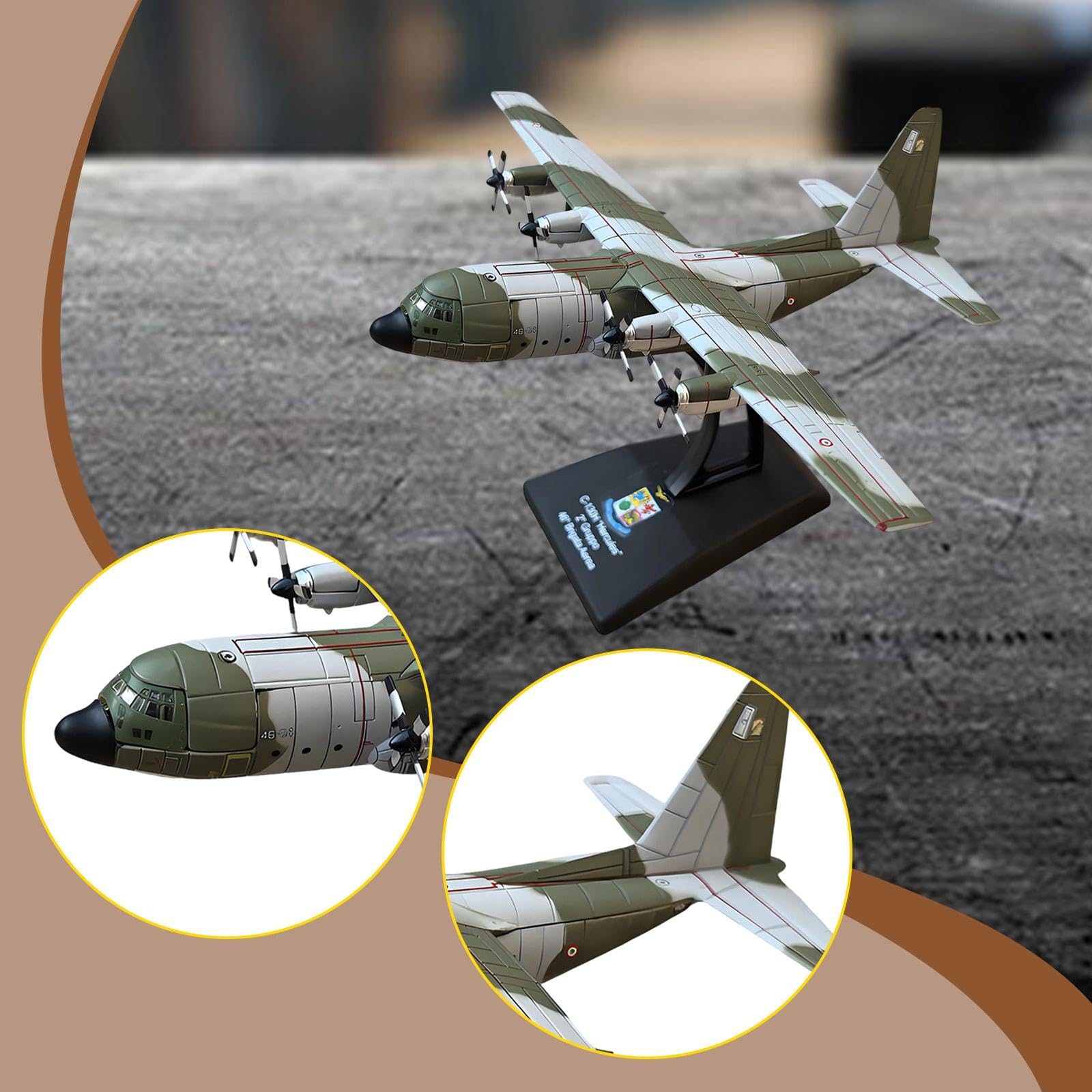 Sharplace Maquette d'avion de Transport et de Chasse C-130H au 1/250 avec Socle d'exposition, idéale pour la Maison, Le Bureau, Les cafés et Les