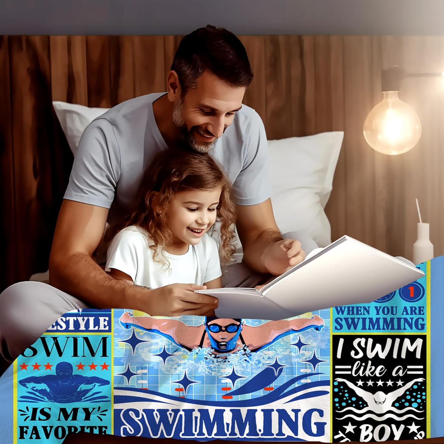 Swimming Blanket Throw Swimming Gifts for Women Men Stuff Blankets Swimmer Gifts for Women Men Swimmer Kids Adults Room Decor 60"x50"