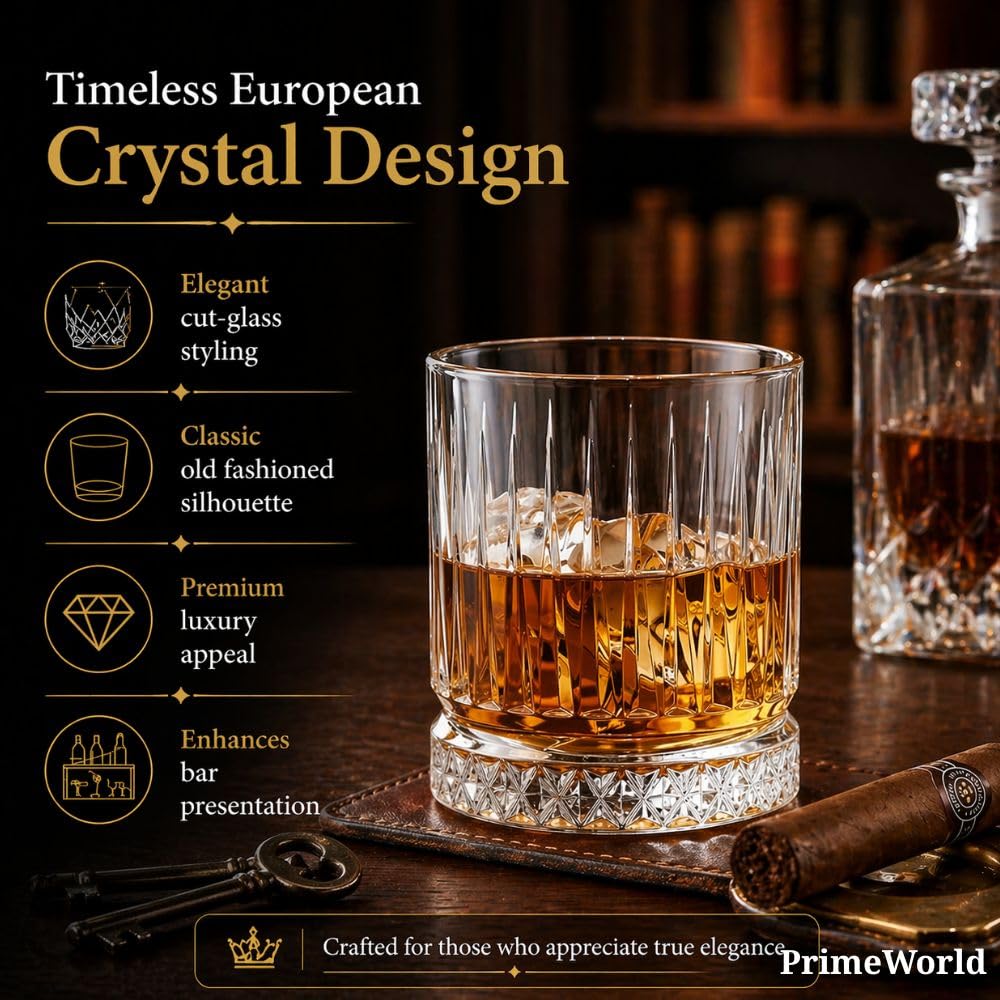 PrimeWorld Whiskey Glasses - Set of 6 Crystal Tumblers -8 PrimeWorld Whiskey Glasses - Set of 6 Crystal Tumblers -8