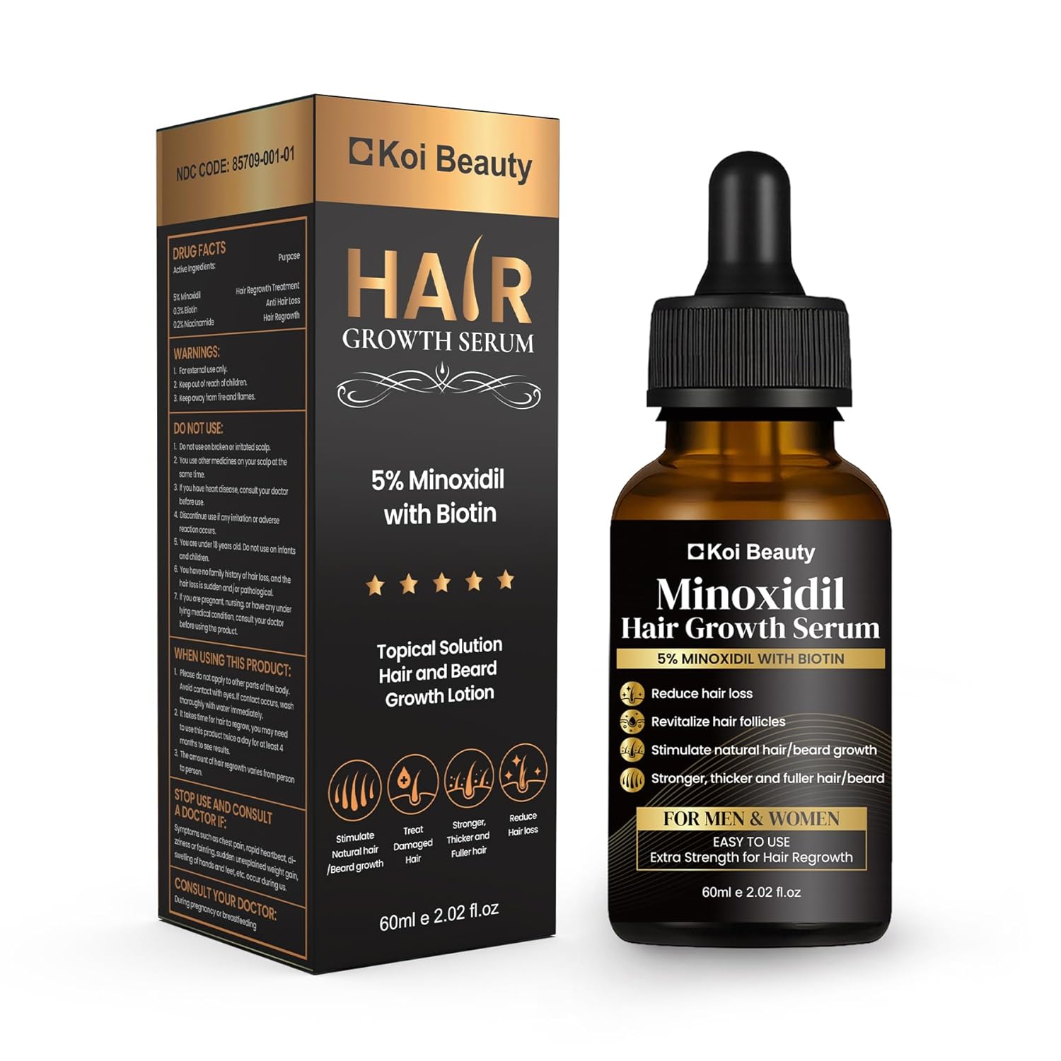 5 Minoxidil Hair Growth for Men and Women Extra Strength Minoxidil Hair Loss Treatment Serum with Biotin for