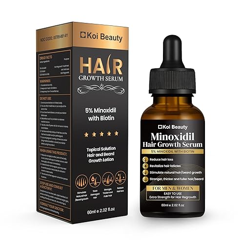 Crecimiento del cabello de minoxidil al 5% para hombres y mujeres, suero de tratamiento de pérdida de cabello minoxidil extra fuerte con biotina