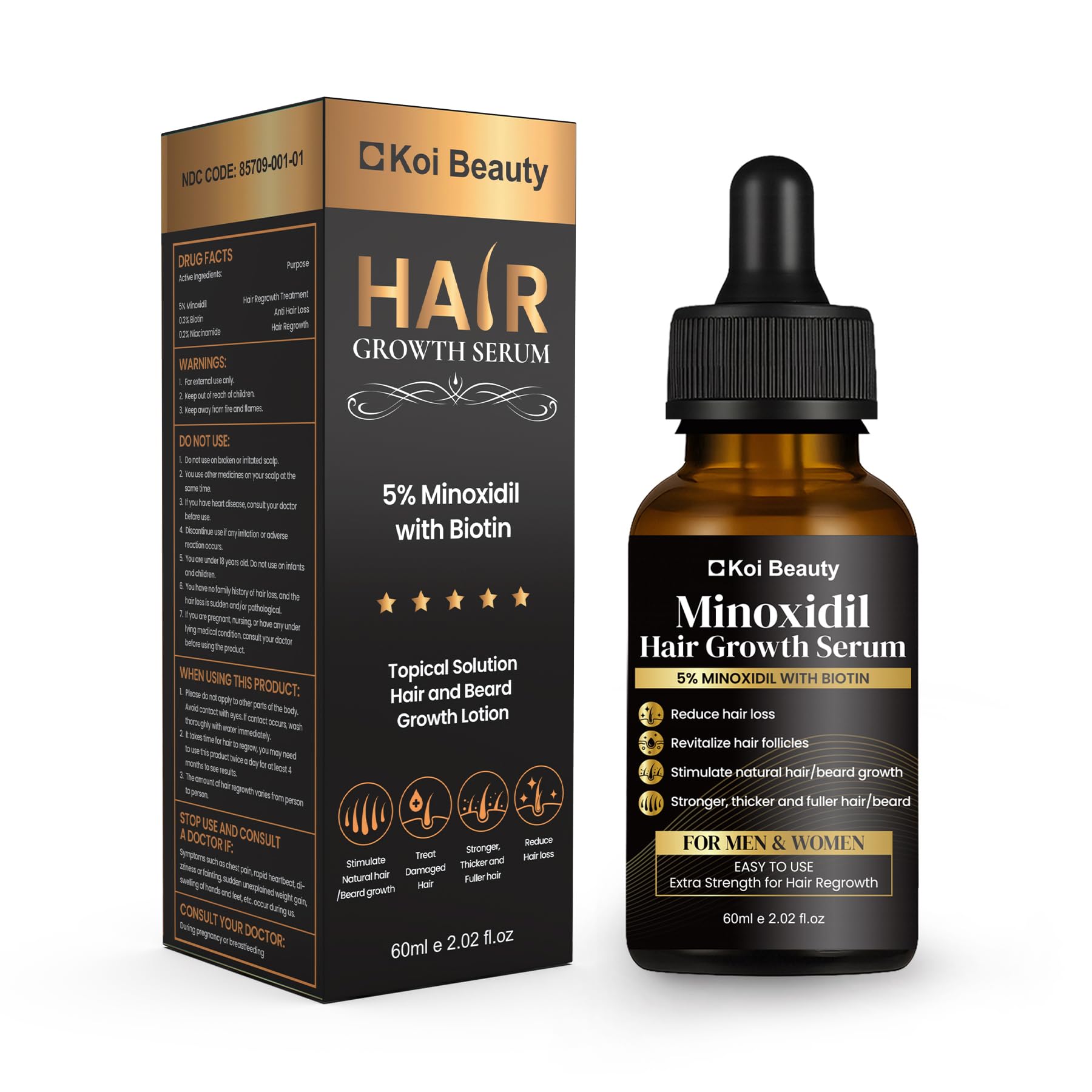 5 Minoxidil Hair Growth for Men and Women Extra Strength Minoxidil Hair Loss Treatment Serum with Biotin for