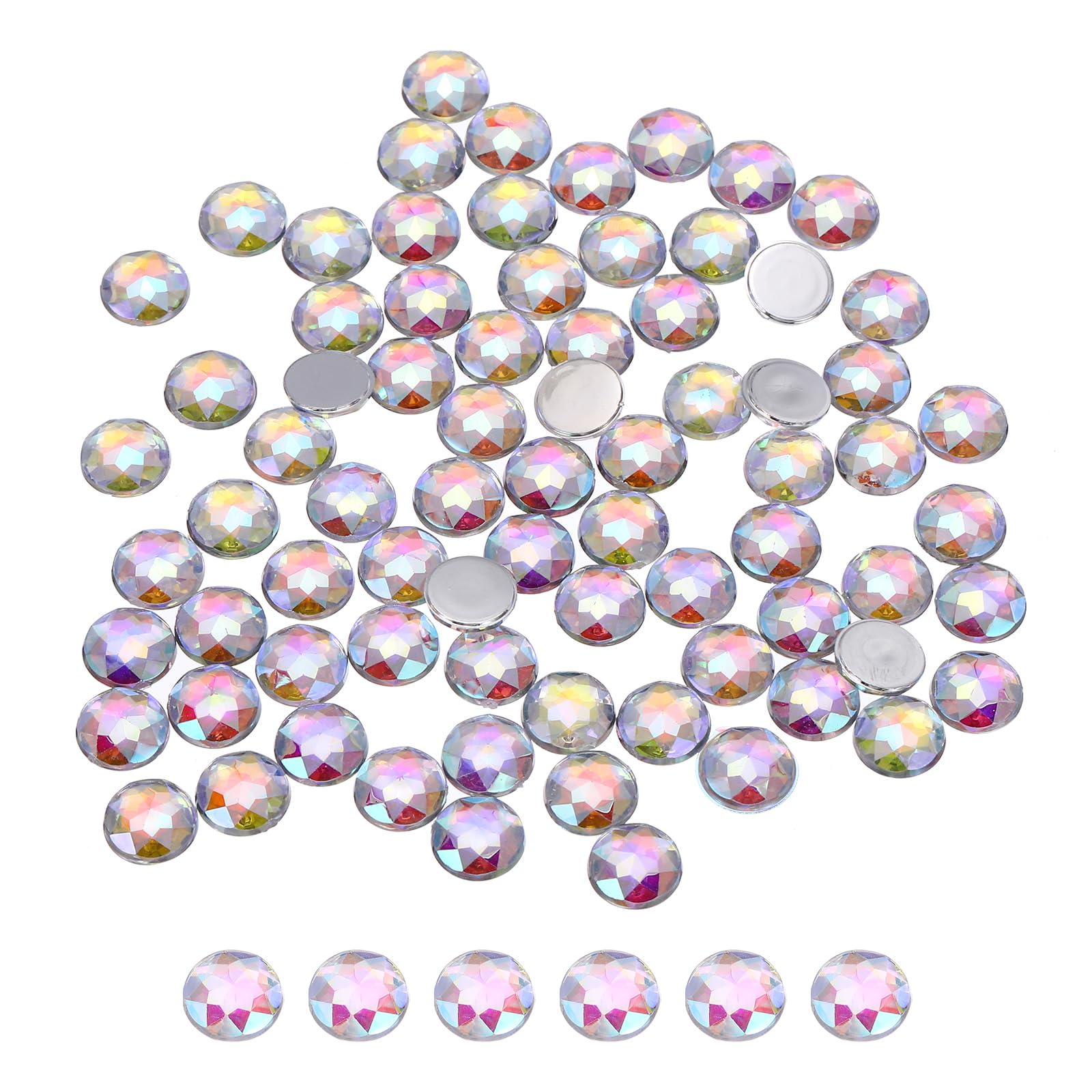 sourcing map Flat Back Round Acrylic Rhinestones,8mm SS40 Multicolor 100Pcs