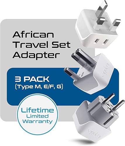 Vista 95 de Ceptics - Adaptador de viaje para Sudáfrica, Namibia con entrada dual de EE. UU., Tipo M, ultra compacto, seguro a tierra, perfecto para teléfonos