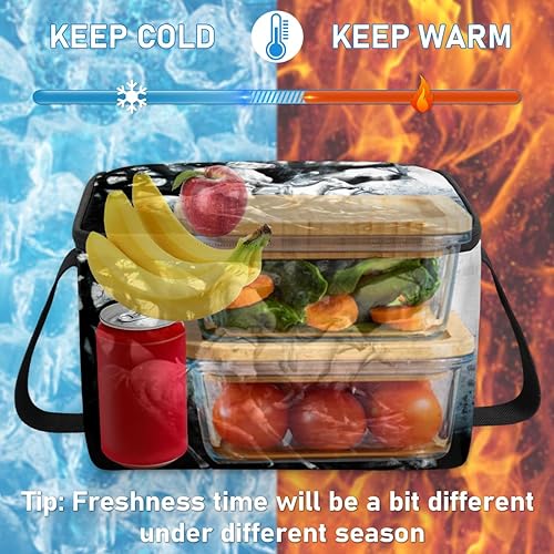 Miniatura 6 de QsirBC Bolsa de almuerzo aislada con pintura de caballos corriendo para mujer, reutilizable, bolsa cuadrada de comida para adultos y hombres,