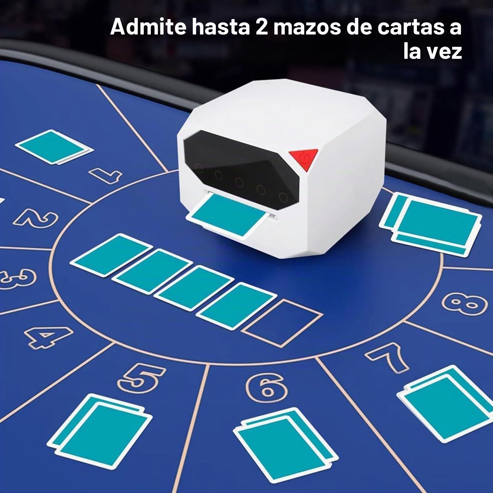 Barajador Y Repartidor Automático De Cartas, Máquina Eléctrica Portátil para Repartir Cartas, Programable, para 1-2 Barajas, Soporte Giratorio De 180° Y 360°, para 8 Jugadores, para Póquer, Black