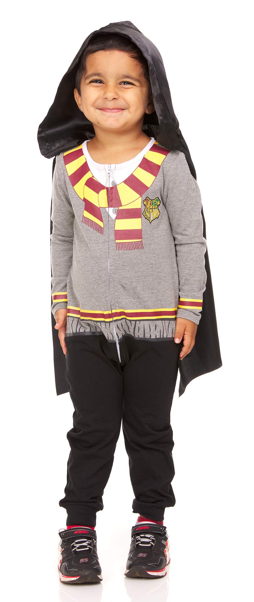 Harry Potter Infant Baby Boy Costume Romper Bodysuit and Hooded Cape Baby Cosplay Set(Grey/Yellow/Red, 3-6 Months)