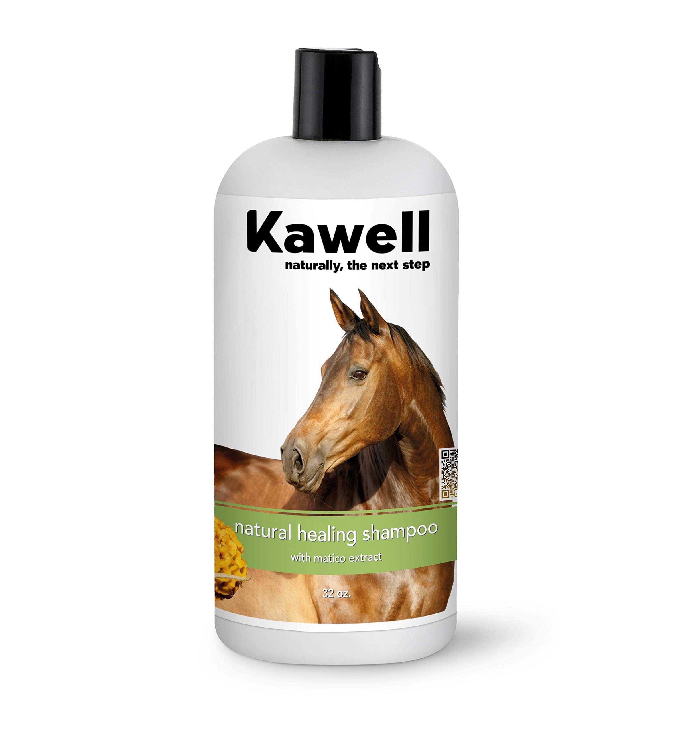 Kawell USA Natural Horse Shampoo for Skin and Coat Care - suitable for Minor Injuries, Cuts, Ulcers, Skin Allergies and Irritations, infused with Matico Healing Properties, 32 oz.