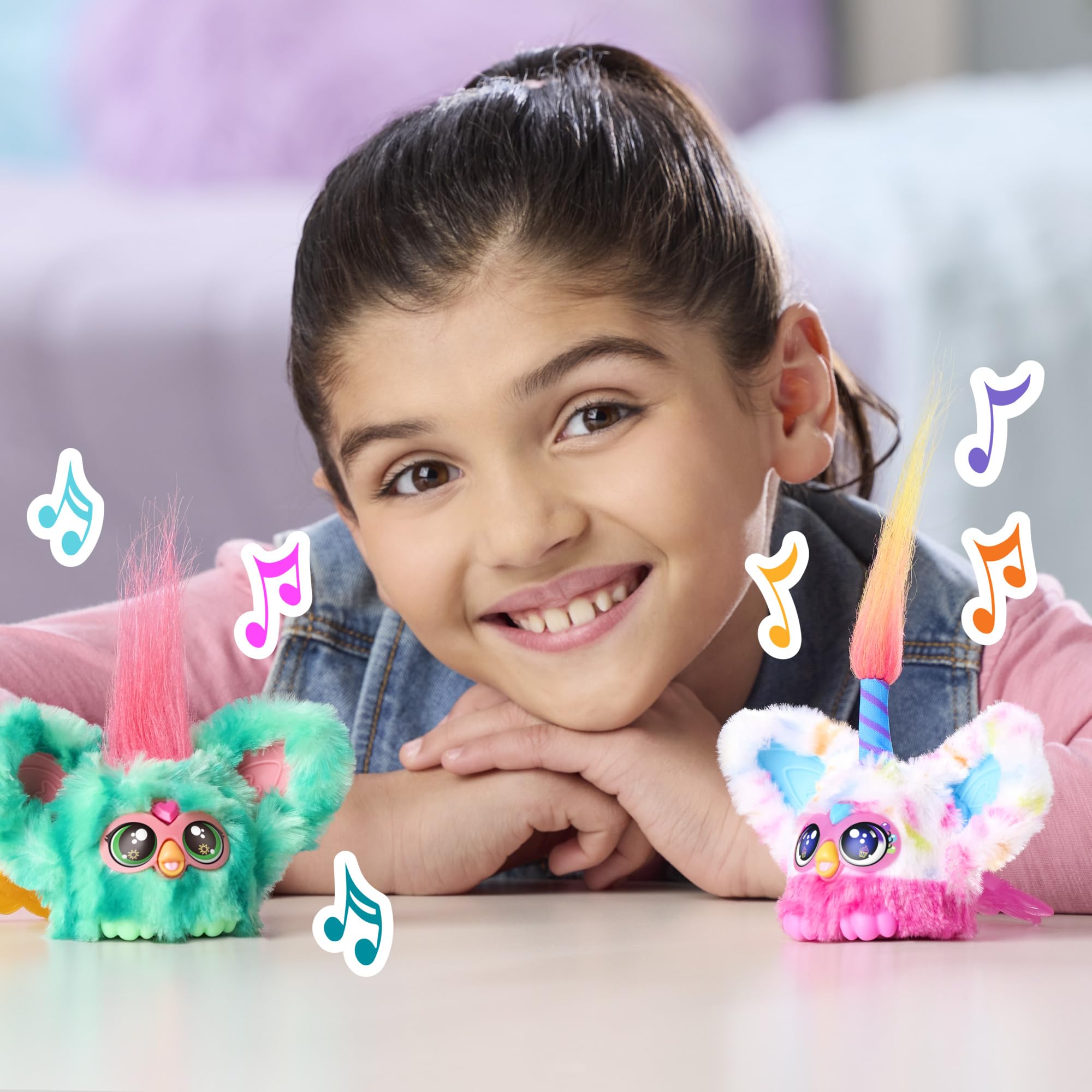 Urodzinowy przyjaciel Furby Furblets Bee-Day, miniaturowa pluszowa zabawka elektroniczna, prezenty imprezowe dla dzieci w wieku od 6 lat