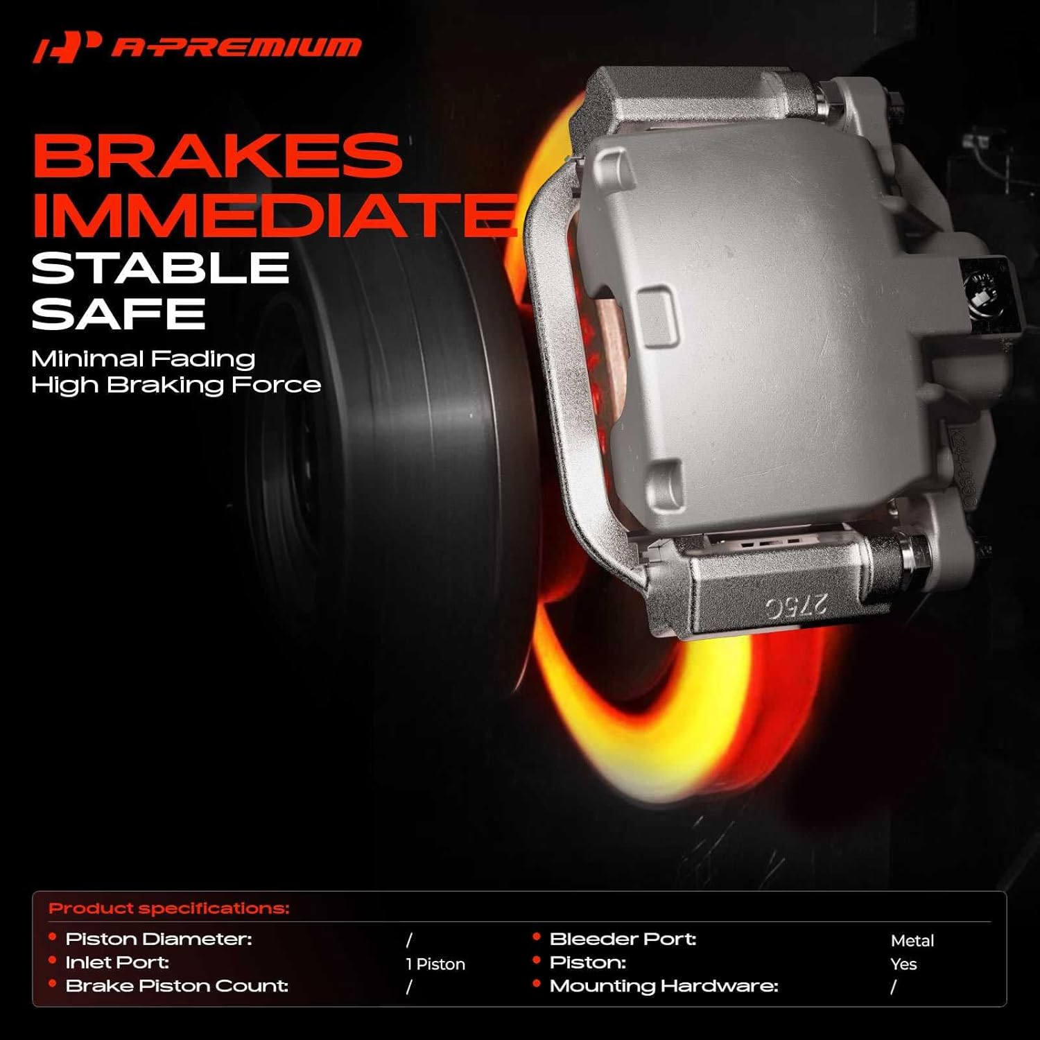 A-Premium Disc Brake Caliper Assembly with Bracket Compatible with Ford Vehicles - F-150 F150 2021 2022 2023 - Rear Left Driver Side