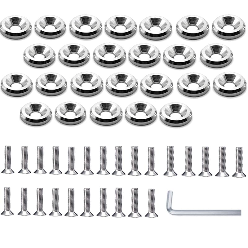 Kit de parafusos com arruela para para-lama e para-choque STETION M6 x 20 mm em aço inoxidável – 25 unidades