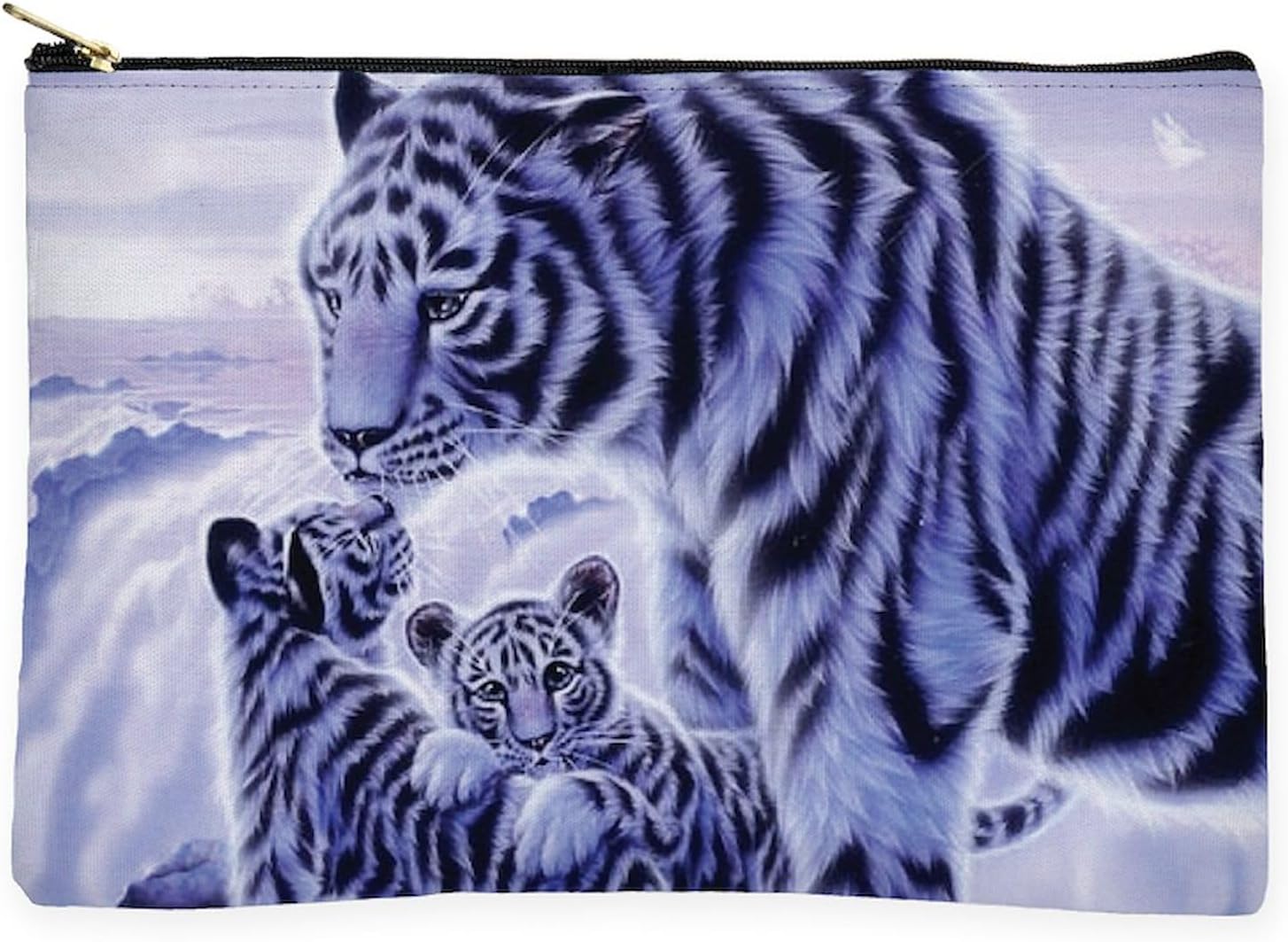 CafePress White Tigress and Her Cubs Zipper Makeup Pouch, 8.5"x6"