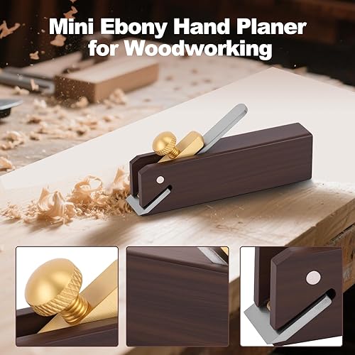 Miniatura 2 de Mini Wood Planer, 3 inch Wood Hand Planer Ebony Woodworking Plane for Planing Smoothing Flat Bottom Trimming Perfect for Carpenter DIY Cutting Tool
