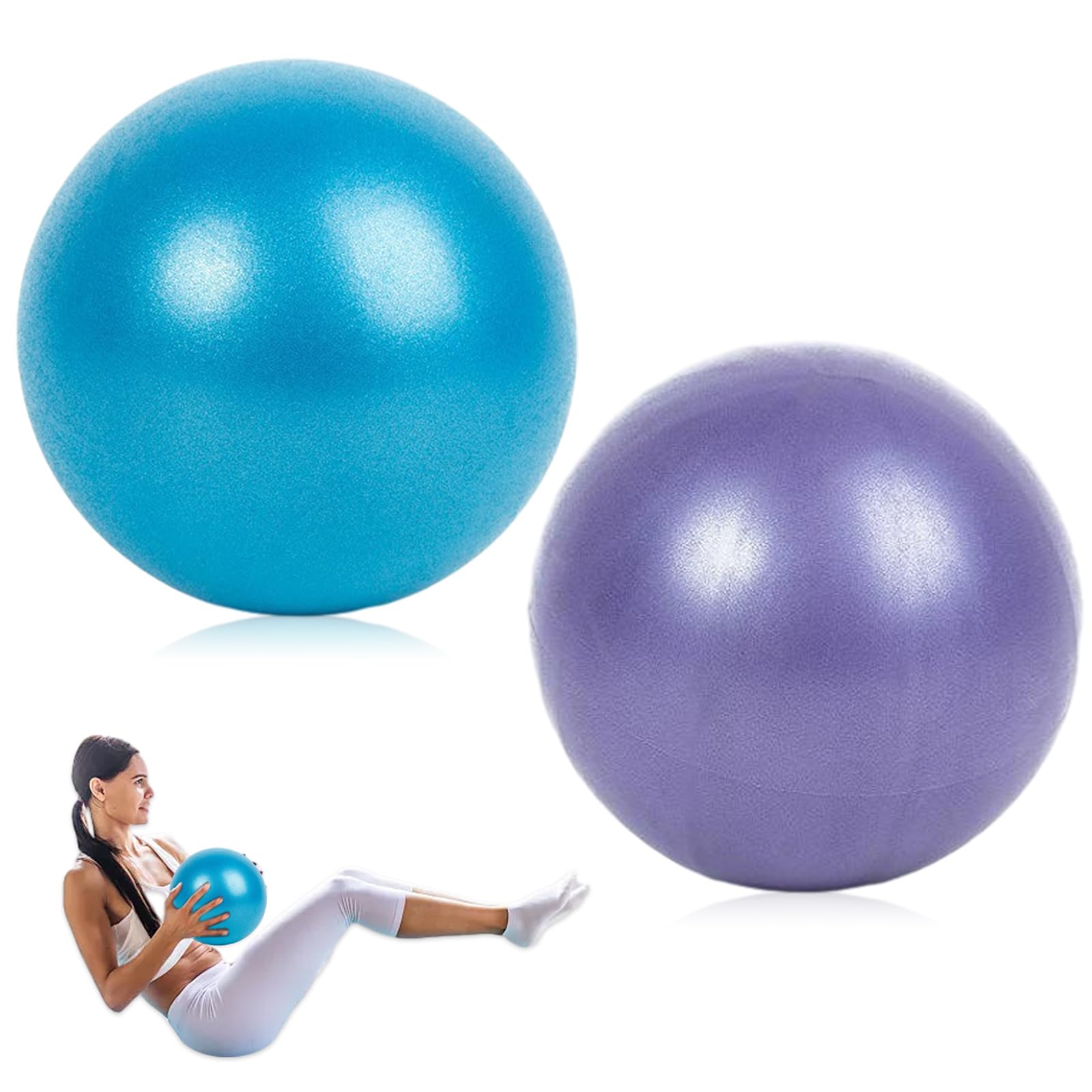 Piłka do pilatesu, 25 cm, piłka gimnastyczna, piłka do jogi do treningu całego ciała, do domu, fitnessu, na siłownię (niebieska, fioletowa)