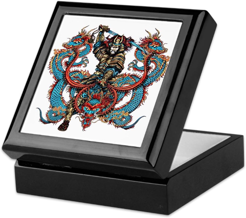 Keepsake Box Black Japanese Samurai with Dragons Home & Kitchen