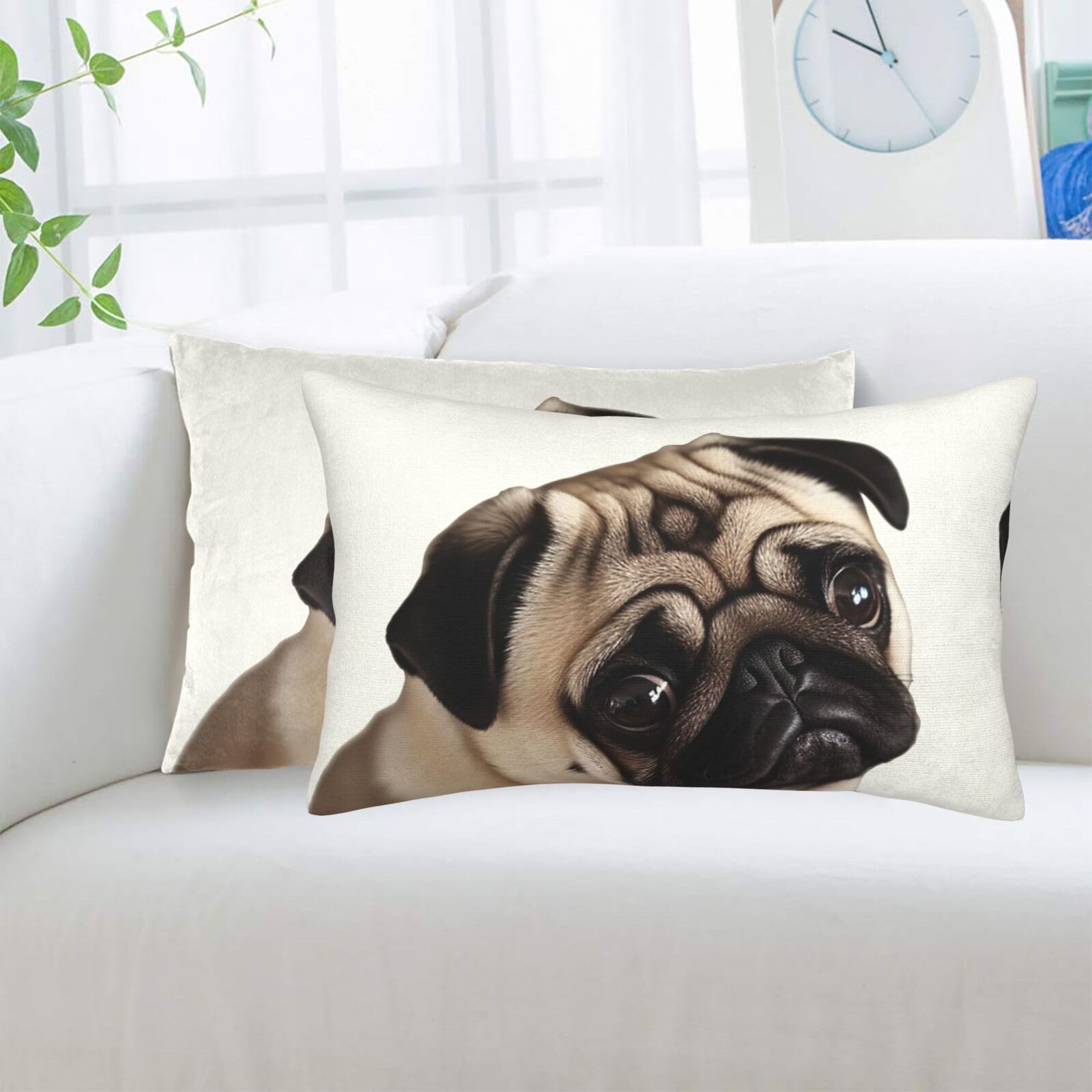Pug Dog Standard Pillowcases Sets of 2, Ultra Soft Microfiber Plush Pillow Cases 20"X30" Comfort Decorative Throw Pillow Cover with Hidden Zipper for Bedroom, Sofa, Couch