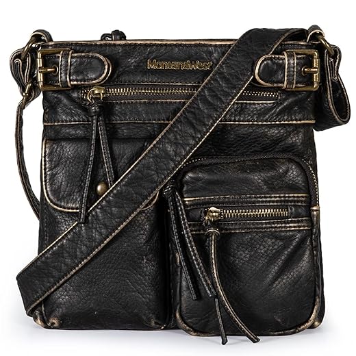Montana West Crossbody Bag for Women Soft Leather Multi Pocket Shoulder Bags Vintage Women's Purses and Handbags Christmas Gift MWC-046BZ