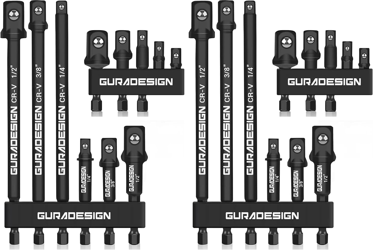  11-Piece Impact Socket Adapter Set - 3/6 Inch Hex Shank, Drill & Driver Adapter for 1/4" 3/8" 1/2" Impact Drivers thumbnail
