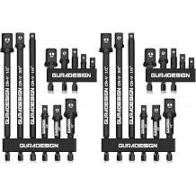 GURADESIGN 11-Piece Impact Socket Adapter Set - 3/6 Inch Hex Shank, Drill & Driver Adapter for 1/4" 3/8" 1/2" Impact Drivers Pack of 2