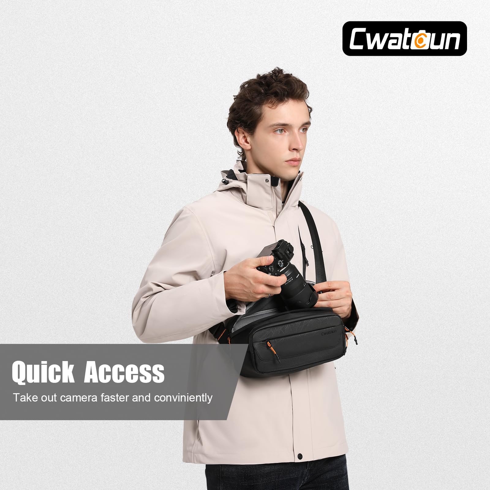 Cwatcun Bolsa para Cámara SLR, Resistente al Agua, de Hombro para Fotógrafos, Negro, S