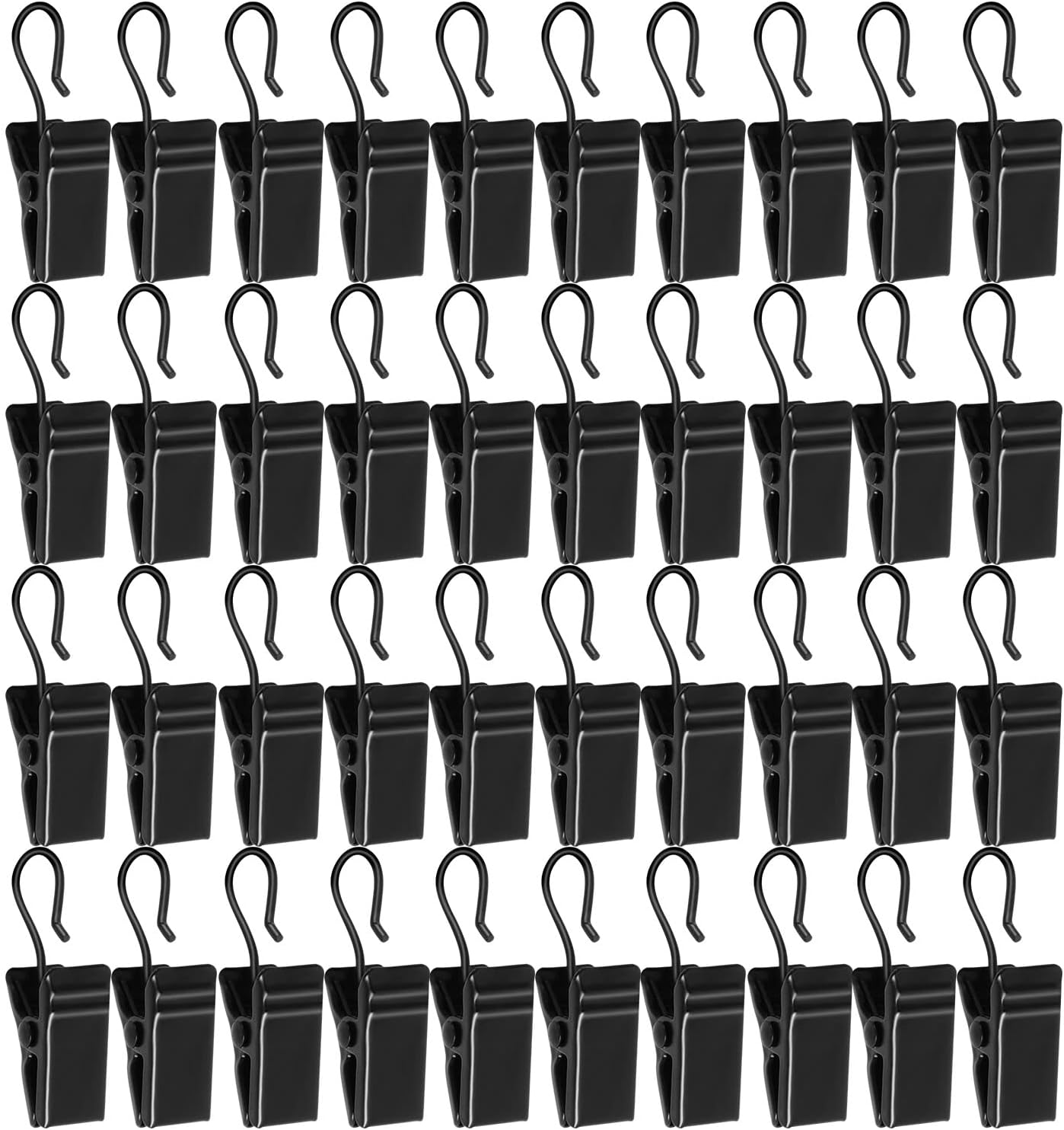 Curtain Clips, 50 Pcs Small Heavy-Duty Hook Clip Set Metal Curtain Hangers Clips for Clip Photo Home Decoration Art Craft Display - Black Hook