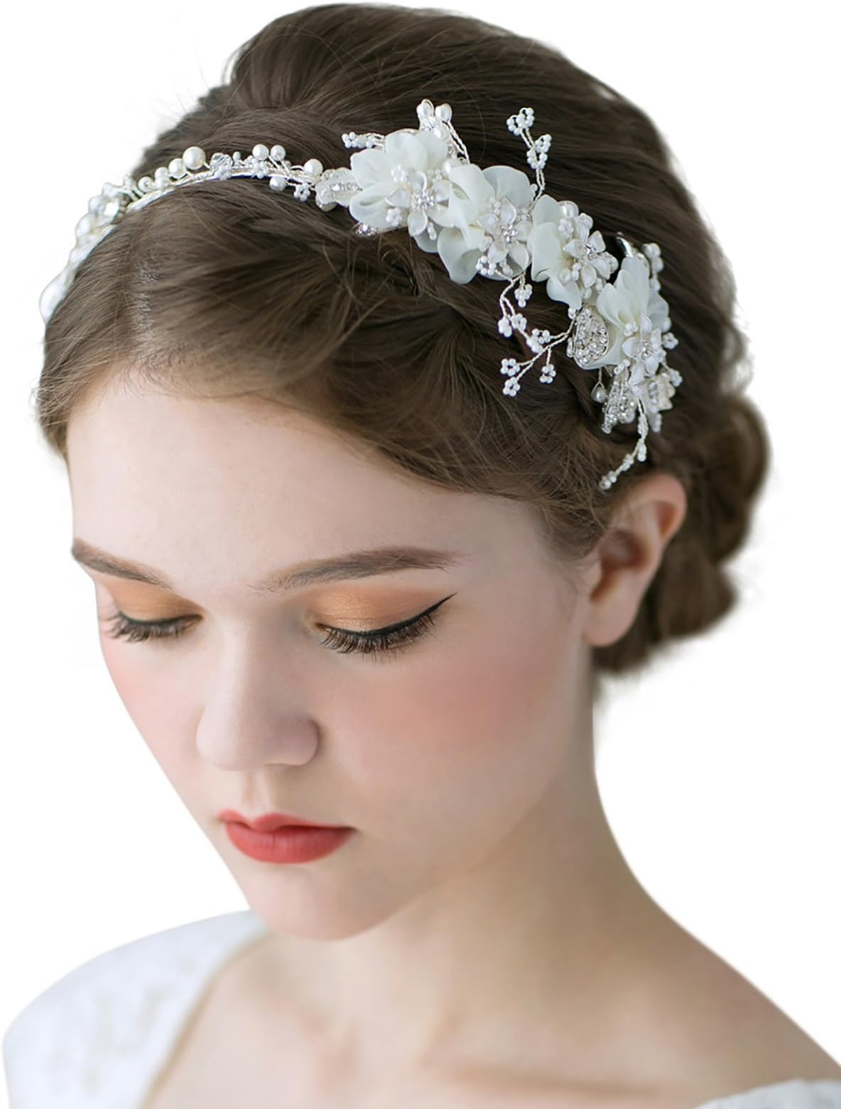 SWEETV Handmade Bridal Headband Wedding Headbands for