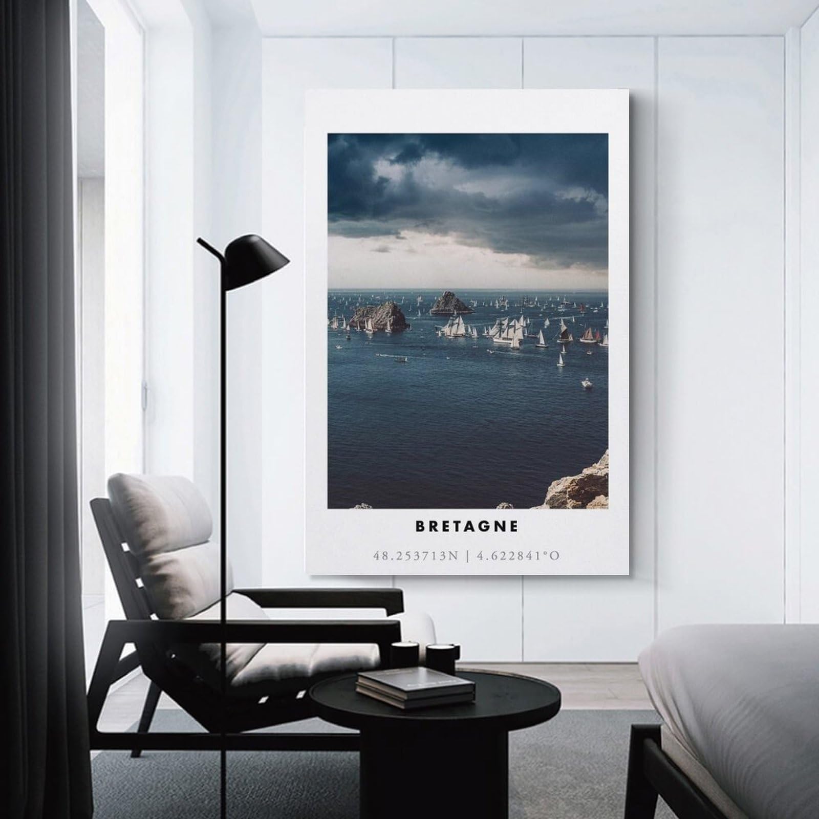 Junmoney Sailing Ships in Brittany Room Decor Wall Art, 20x30inch(50x75cm), for Bedrooms, Workspaces And Everyday Interiors, An Adaptable Decor Piece for Home Use