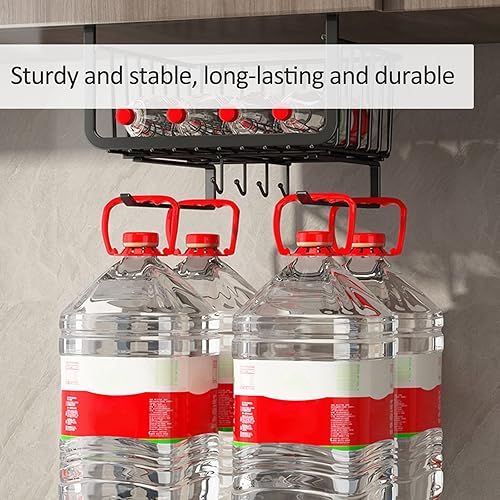 Miniatura 4 de Cesta debajo del estante, armario de cocina con ganchos para colgar debajo del estante, cesta de almacenamiento, organizador de armario de cocina,