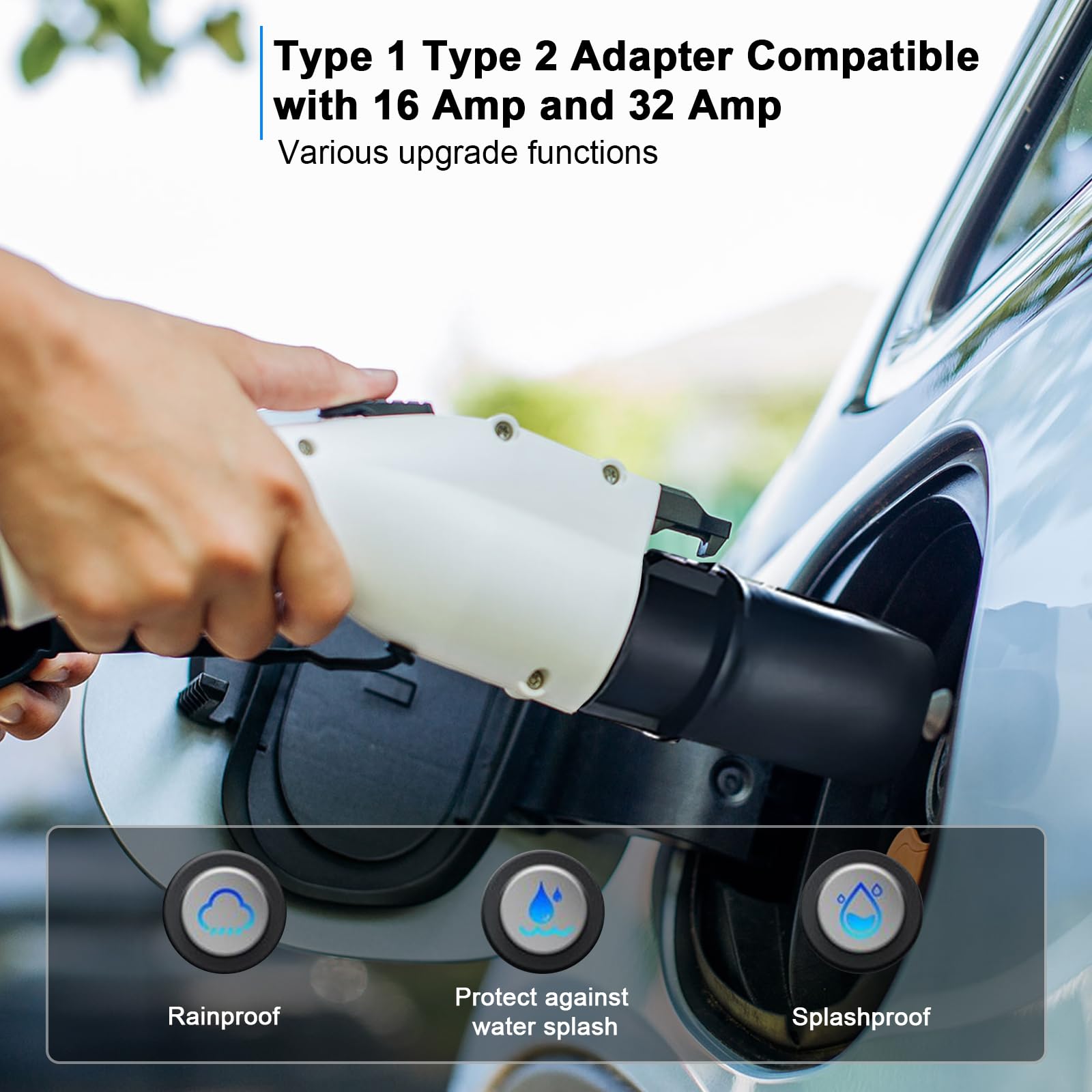 Adaptateur de Type 1 vers Type 2 EV, Adaptateur Convertisseur de Chargeur de Véhicule Électrique Câble de Charge Type 2 vers Type 1 32A Convient pour Les Voitures Standard Européennes