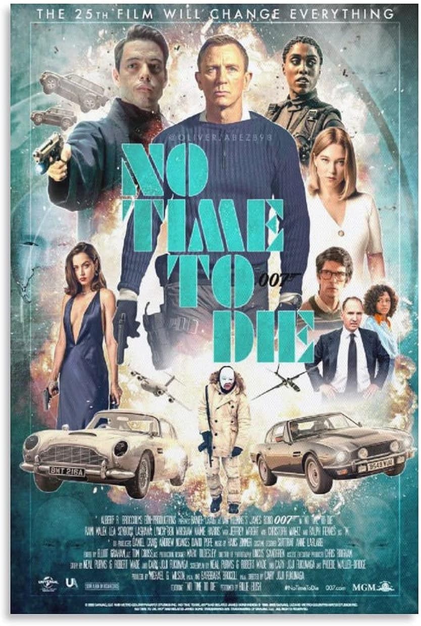 Amazon 007 ノータイム トゥ ダイ 映画 壁紙 1ポスター キャンバス 壁アートホーム バスルーム 寝室 オフィス装飾 プリント芸術作品 インテリア08x12inch x30cm ウォールステッカー オンライン通販