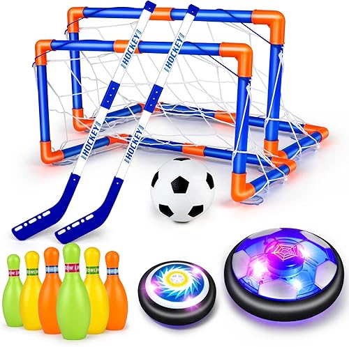 Hover - Balón de fútbol para niños, juego de juguetes de fútbol flotante 4 en 1, pelota de fútbol flotante recargable con luz LED, juguetes para
