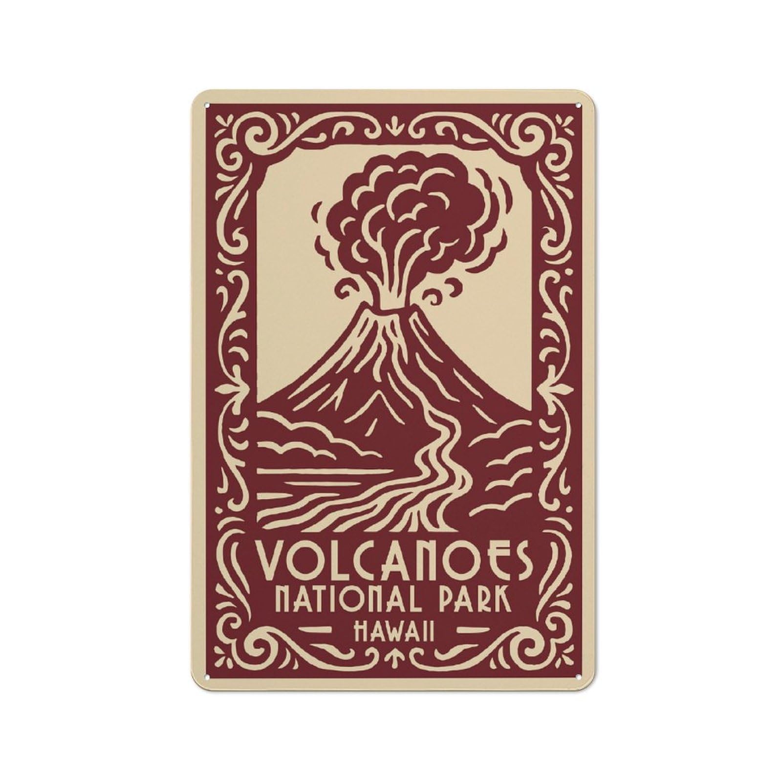 Junmoney Style-1 Volcanoes National Park Hawaii Vintage Classic Metal Wall Decor 30X20cm, Office Metal Sign For Workspace, Cafe, Shop Or Desk Area
