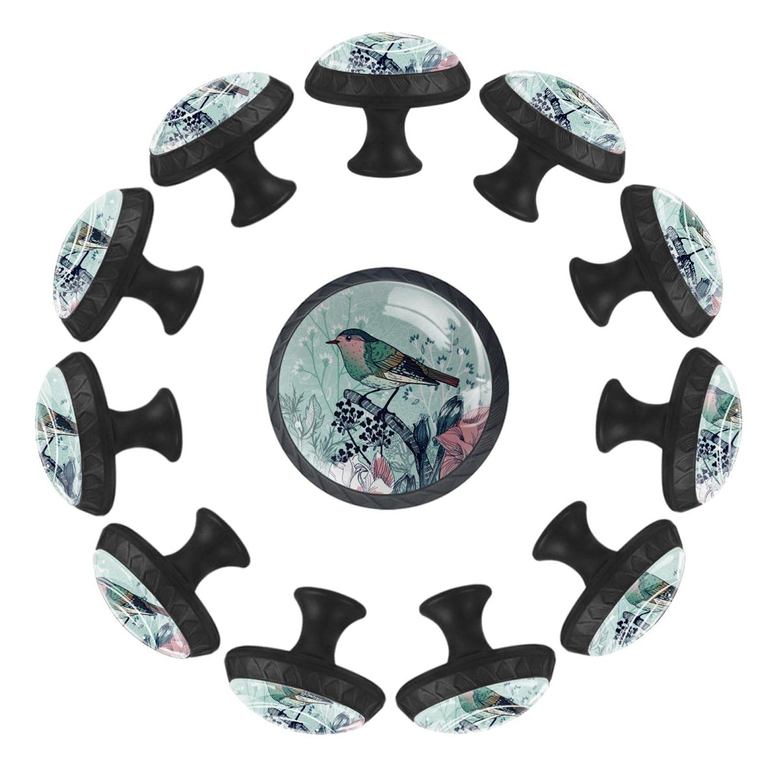 Boutons de tiroir ronds vintage oiseaux dorés de 35 mm raffinés pour commode