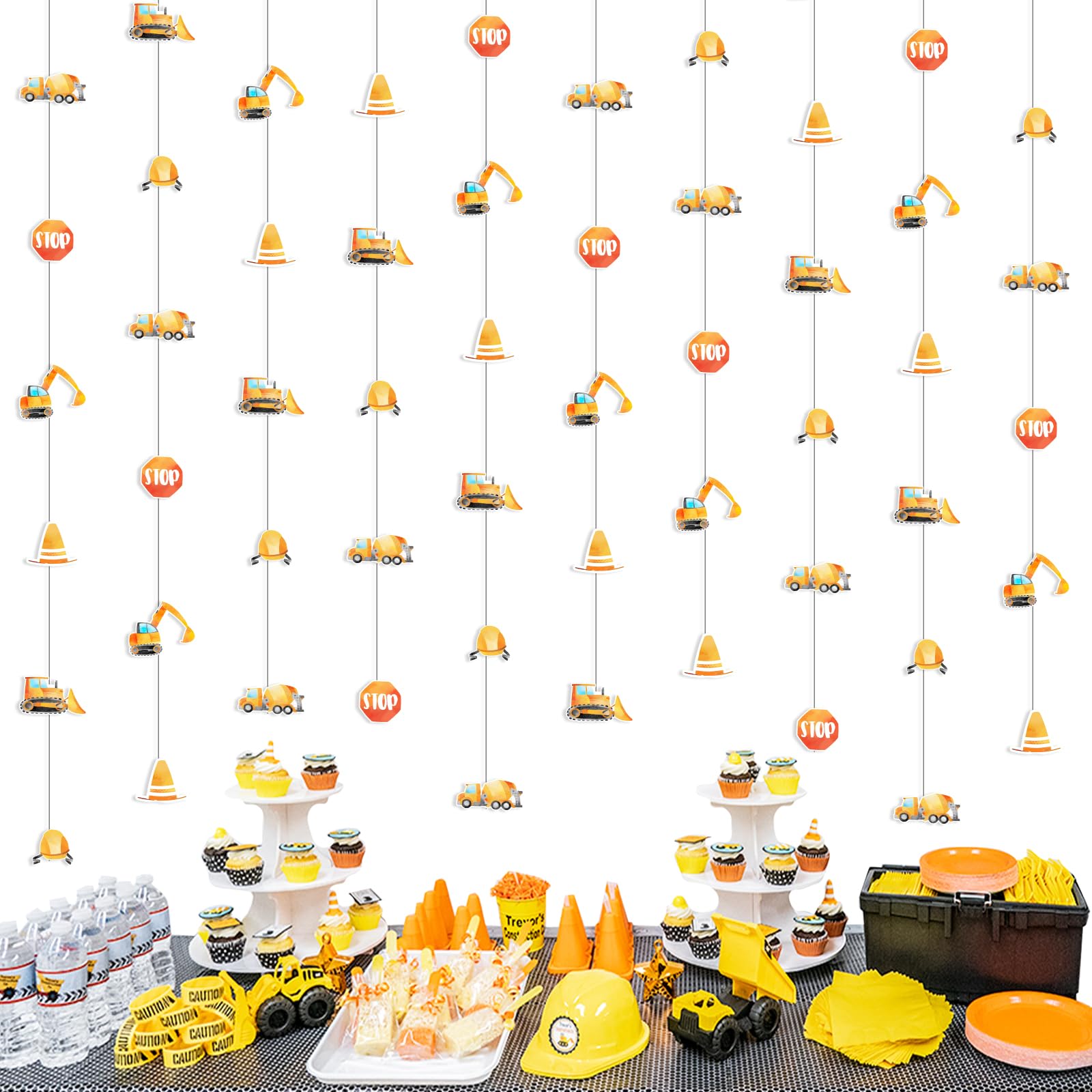 Construction Party Banner Garland Construction Birthday Party Decorations Zone Party Banner Construction Truck Hanging Banner Garland Construction Theme Hanging Banner Decor for Birthday Baby Shower