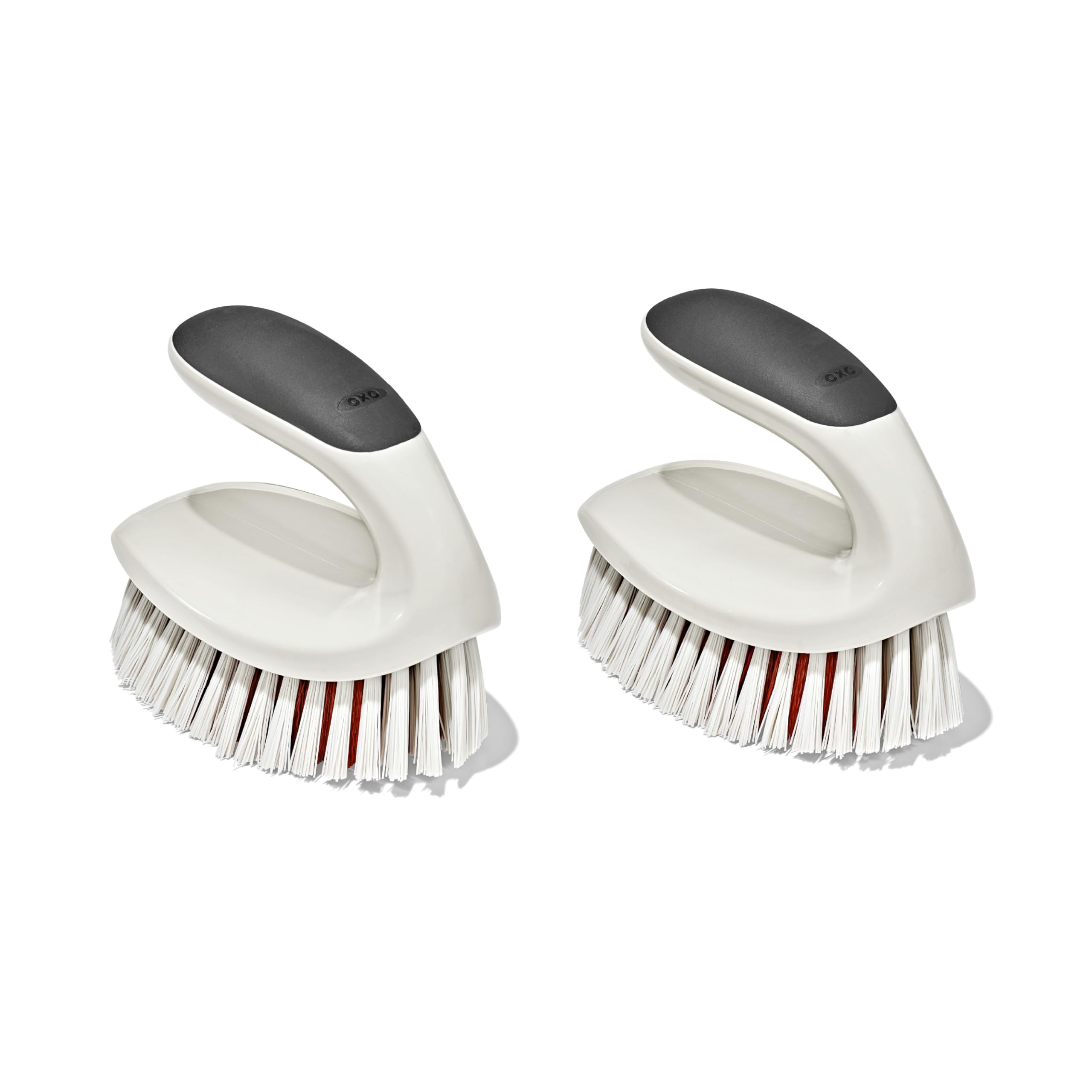 OXO Good Grips All-Purpose Scrub Brush 2-Pack Crevice Cleaning Bathroom Cleaning Scrub Brush with Handle Brushes to Scrub
