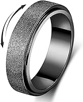 Vista 1 de Titanium Stainless Steel Anxiety Ring for Women Men Fidget Spinner Ring, Size 6-12, Width 6MM, 5-Color: Rose Gold-Rainbow-Silver-Black-Blue