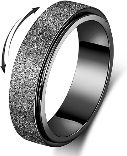 Anillo de ansiedad de acero inoxidable de titanio para mujeres y hombres, anillo giratorio para ansiedad, tamaño 6-12, ancho 0.236 in, 5 colores oro