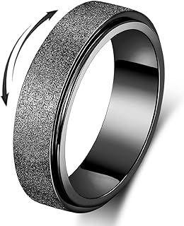 Titanium Stainless Steel Anxiety Ring for Women Men Fidget Spinner Ring, Size 6-12, Width 6MM, 5-Color