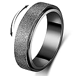 Anxiety Ring for Women Fidget Spinner Ring Fidget Toys Adults Titanium Stainless Steel Thumb Ring 6mm Wide Black Size 9