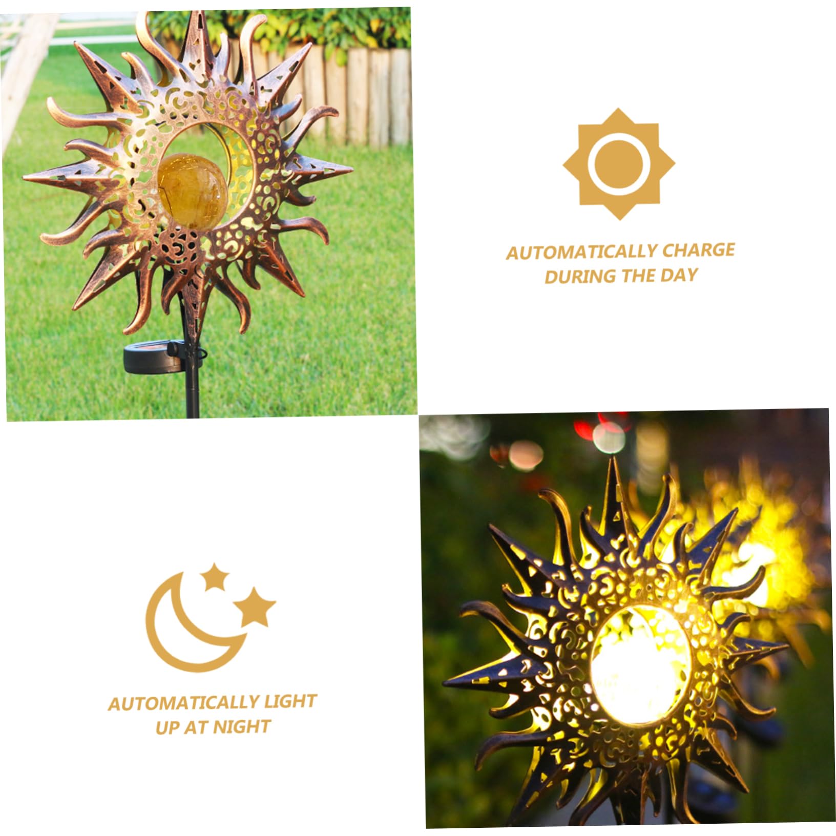 Lámpara Solar De Jardín Decorativa De Hierro Forjado Proyector Solar Para Patio y Pasillos