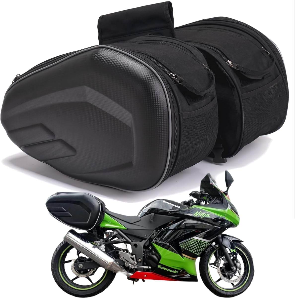 Original Motorcycle Saddlebags, 36L-58L Expandable Capacity, Motorcycle Panniers Universal, Waterproof, Detachable, Collapsible for Sport Dirt Bike Side Bags and Luggage