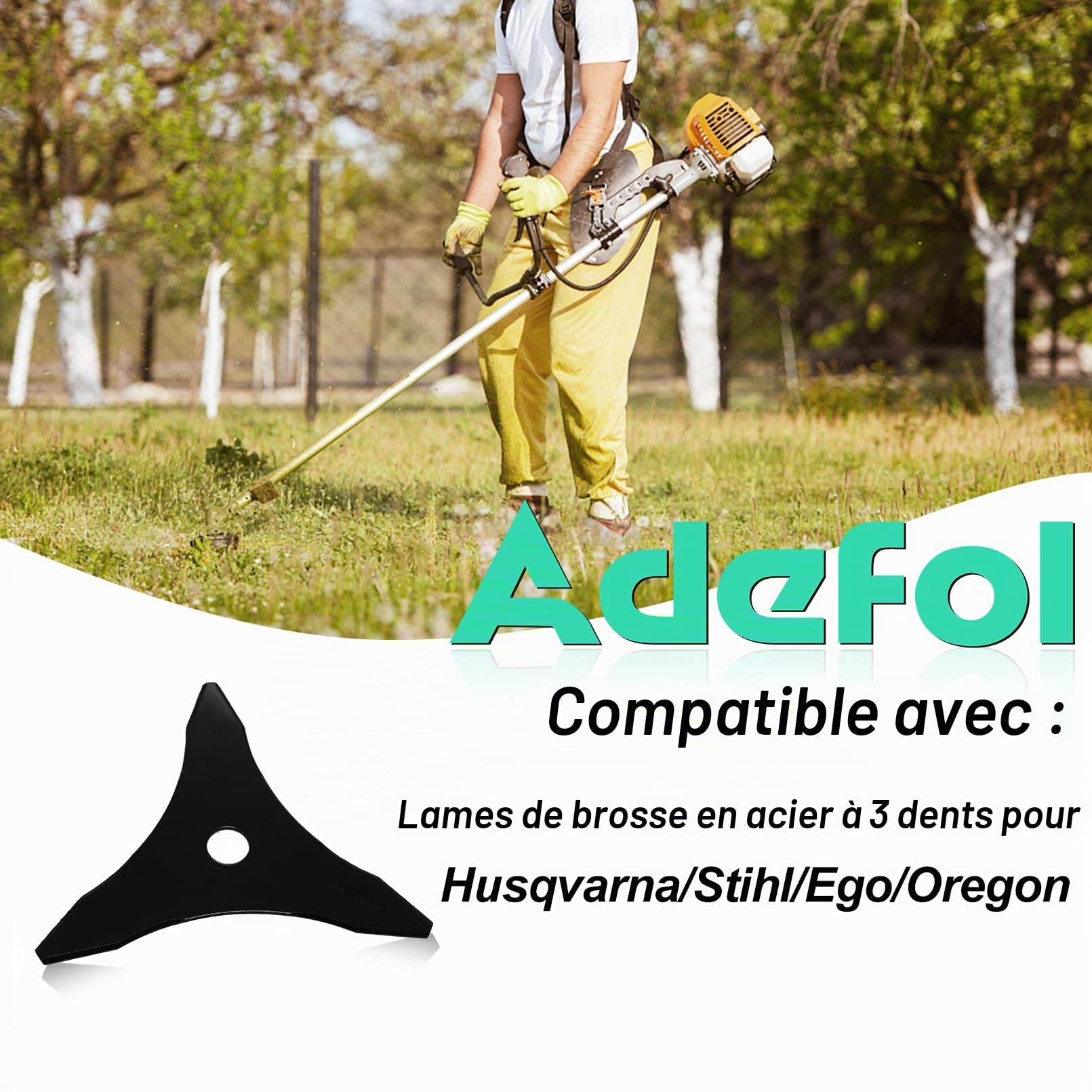 ADEFOL 2 Pièces 3 Dentes Lame Débroussailleuse,25,4 mm Lame Debroussailleuse Thermique en Acier au Carbone,Trois Dents Disque Débroussailleuse pour Couper Mauvaises Herbes Buissons Épines