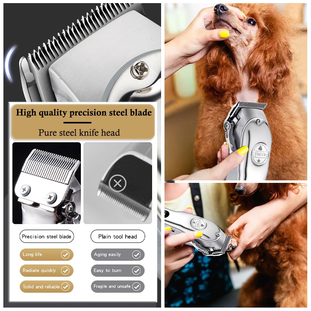 yucca Kit di toelettatura per cani a casa, rasoi per cani per toelettatura, set di toelettatura per cani per capelli spessi, tagliacapelli per cani professionali, tosatrici per gatti per capelli