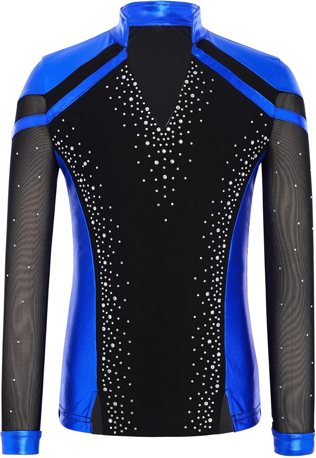 iEFiEL Boys Sparkly Figure Skating Outfit Long Sleeve Rhinestone Latin Shirt with Pants Set for Ballroom Performance