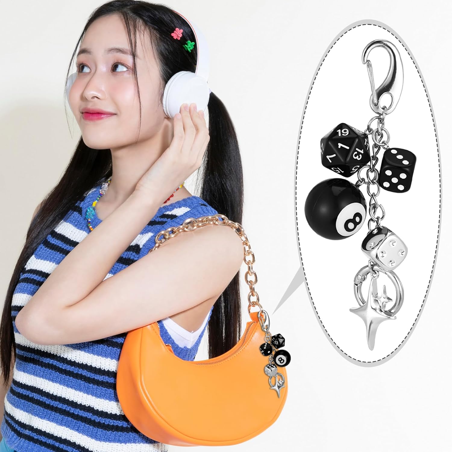 4Pcs Keychain Set Bag Charm Y2K Aesthetic Keychain Novelty Keychains for Women and Men - Image 3